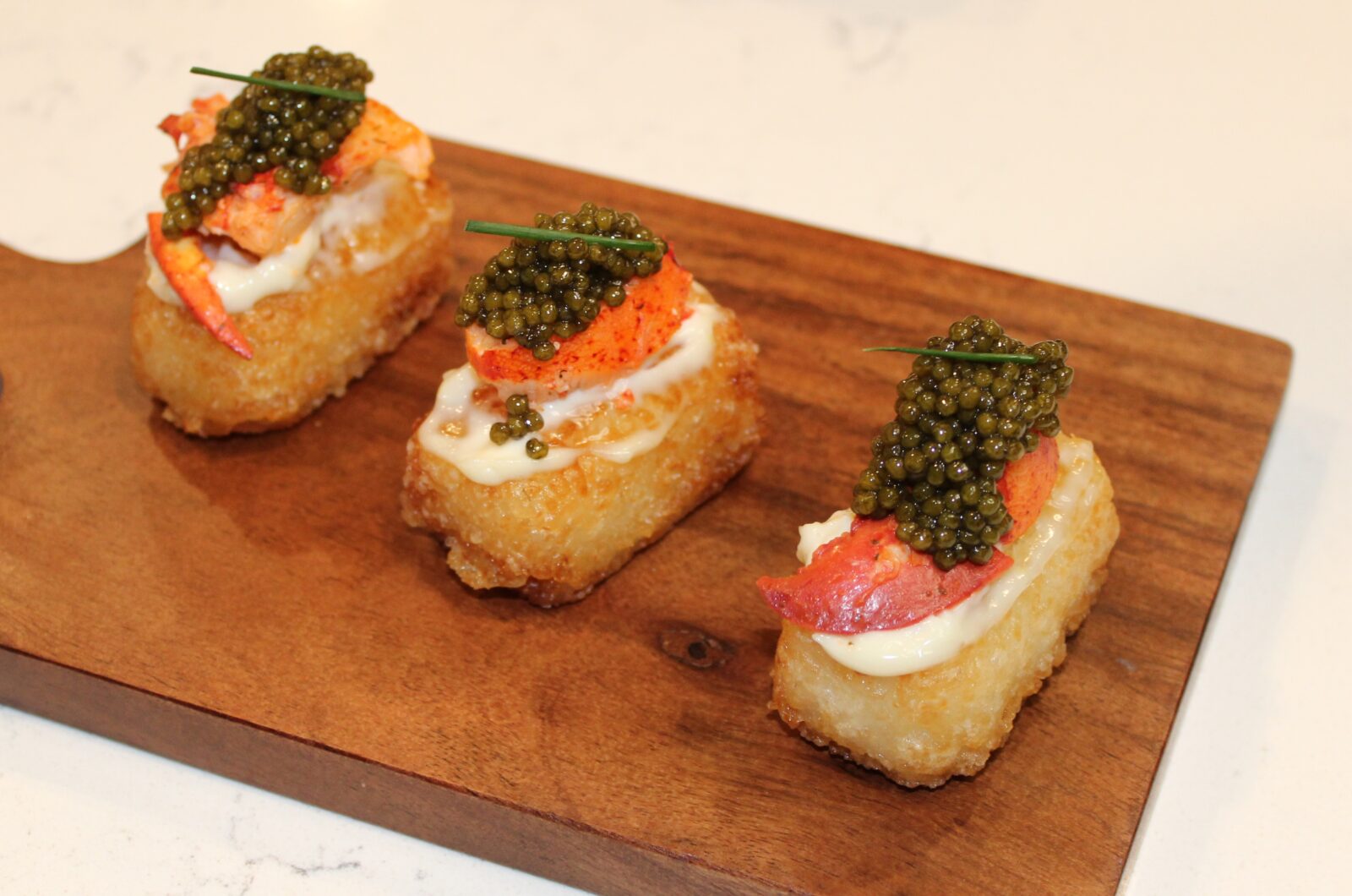 Crispy Rice with Lobster, Caviar and Truffle Aioli