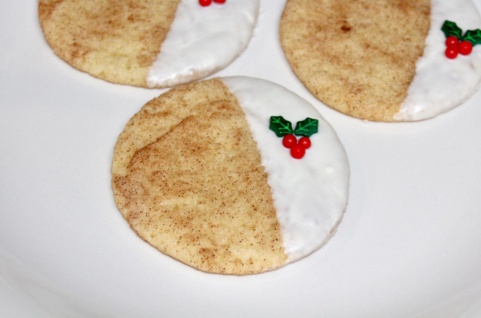 White Chocolate Dipped Snickerdoodle Cookies